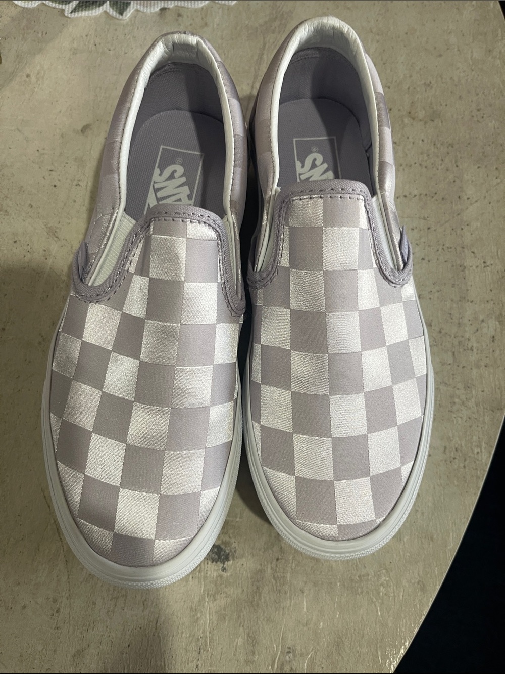 Vans Slip-On Checkerboard Shoes - platform lavender